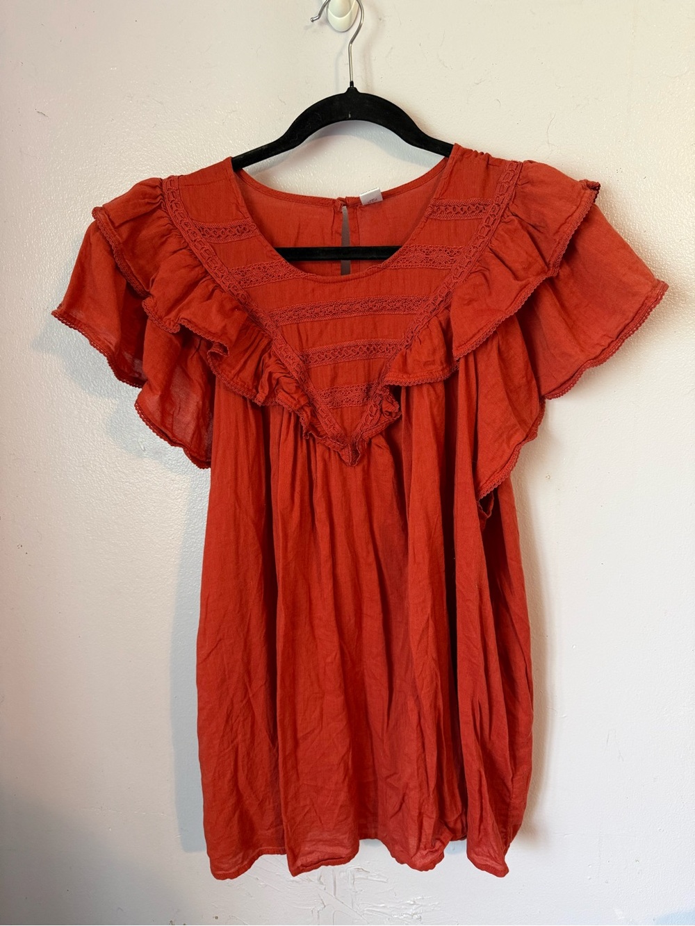 Old Navy Rust Red Ruffled Peasant Blouse